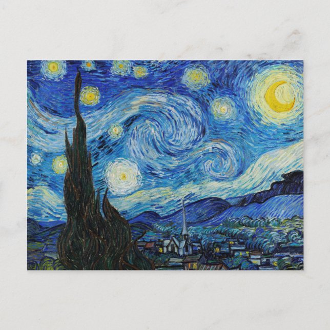 Postal Impresión de arte Starry Night Van Gogh (Anverso)
