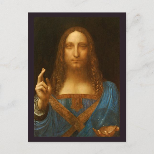 POSTAL IMPRESIÓN DE BELLA ARTES DE SALVATOR MUNDI (Anverso)