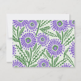 Postal Impresión de bloques en blanco y verde de lavanda