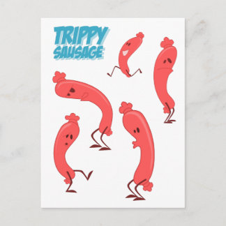 Postal Impresión de caracteres de dibujos animados con tr