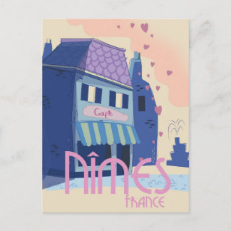 Postal Impresión de cartel de viaje de Nîmes Francia.