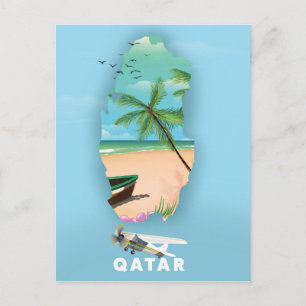 Postal Impresión de cartel de viaje ilustrado de Qatar