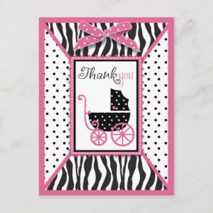 Postal Impresión de cebra y transporte de bebé gracias