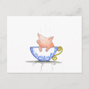 Postal Impresión de Cerdo de Teacup