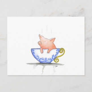 Postal Impresión de Cerdo de Teacup