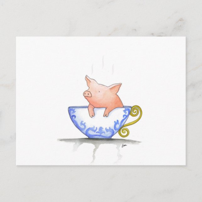 Postal Impresión de Cerdo de Teacup (Anverso)