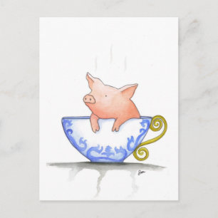 Postal Impresión de Cerdo de Teacup