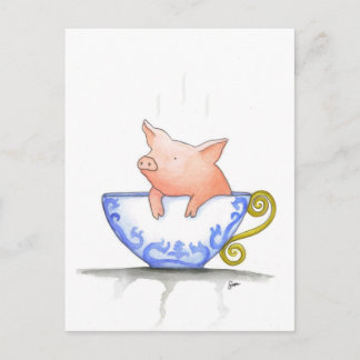 Postal Impresión de Cerdo de Teacup
