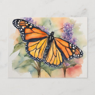 Postal Impresión de color de mariposa monarca
