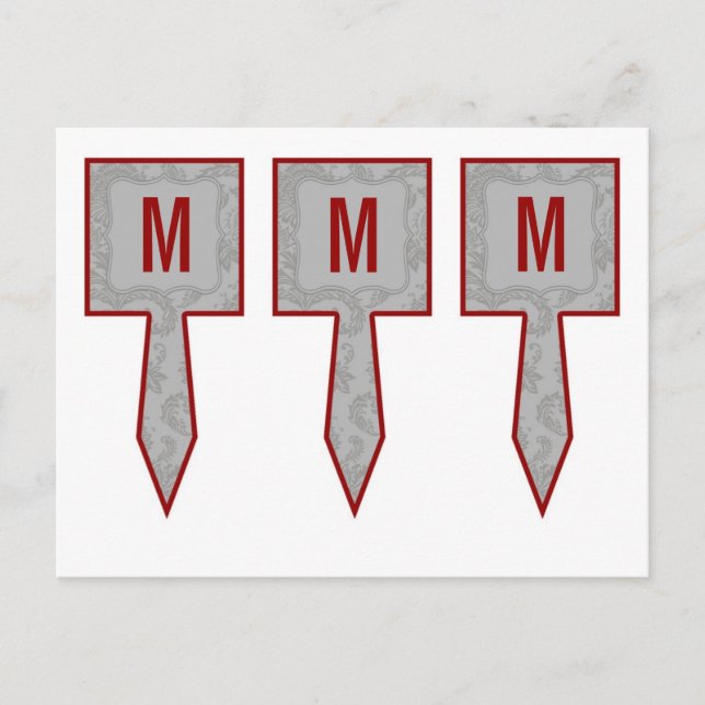 Postal Impresión de encaje de Damasco Gris moderno de 3 c (Anverso)