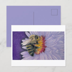 Postal Impresión de esbozo de abeja de burbujas