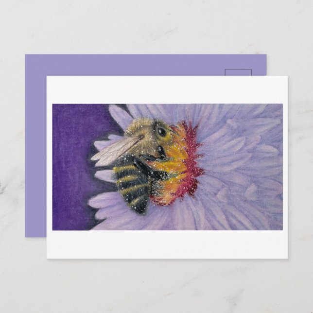 Postal Impresión de esbozo de abeja de burbujas (Anverso / Reverso)