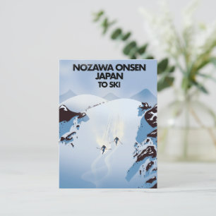 Postal Impresión de esquí de Nozawa Onsen Japón.