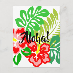 Postal Impresión de flores de Hibiscus en Hawái