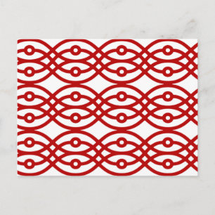 Postal Impresión de kimono, blanco y rojo oscuro
