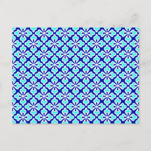 Postal Impresión de kimono floral, azul turquesa y cobalt