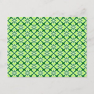 Postal Impresión de kimono floral, cal y verde de pino