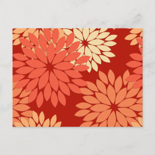 Postal Impresión de kimono floral moderna, Naranja mandar