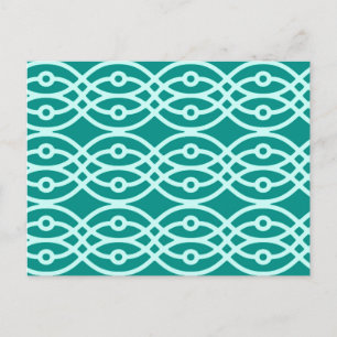 Postal Impresión de kimono, turquesa y aqua