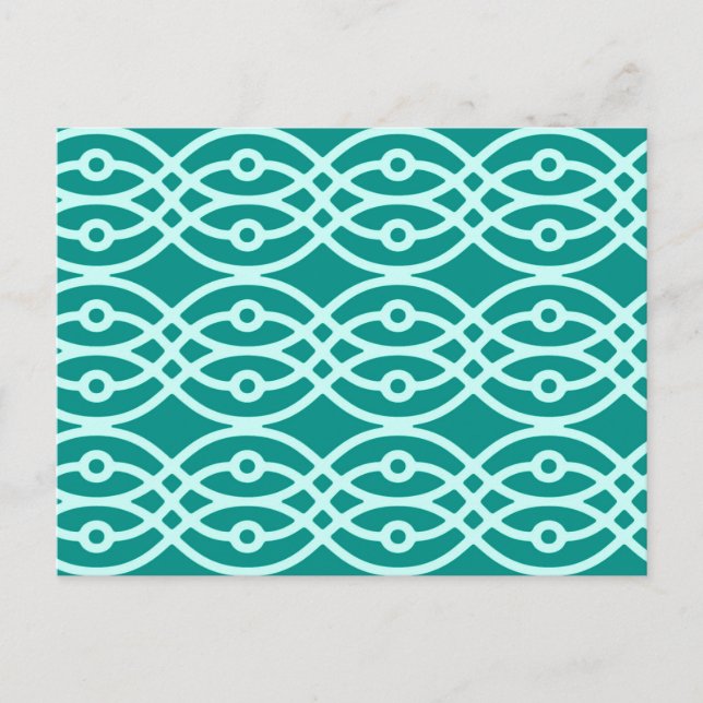 Postal Impresión de kimono, turquesa y aqua (Anverso)