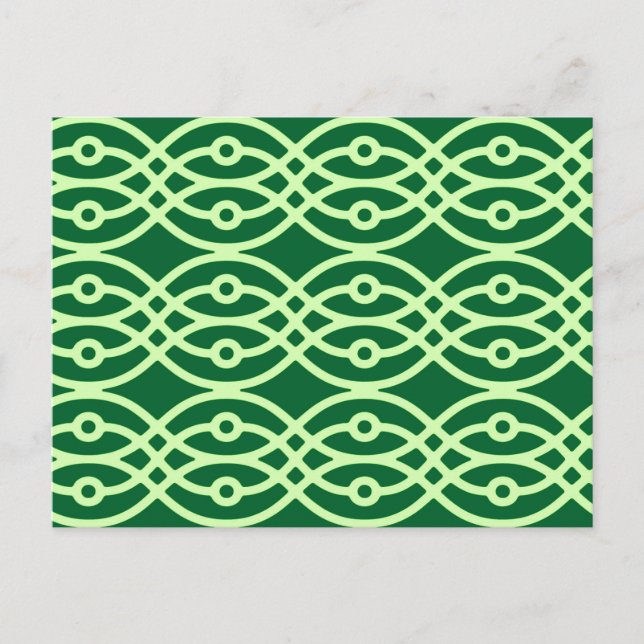 Postal Impresión de kimono, verde oscuro y claro (Anverso)