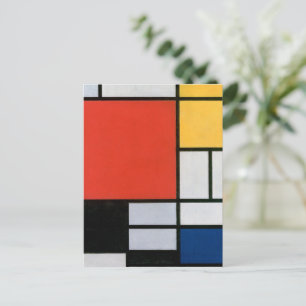 Postal Impresión de la composición de Piet Mondrian en ro