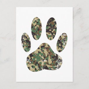 Postal Impresión de la garra de perro de Camo con problem