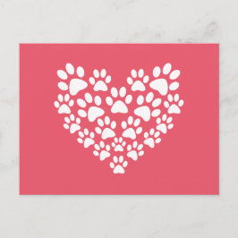 Postal Impresión de la hoja rosa del corazón corto