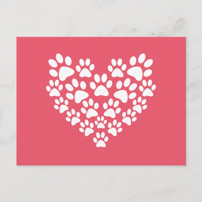 Postal Impresión de la hoja rosa del corazón corto (Anverso)