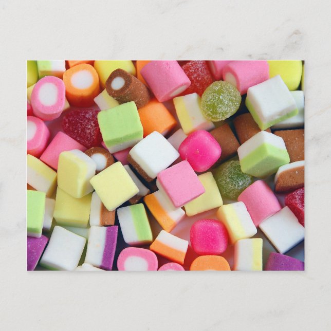 Postal Impresión de la mezcla de dulces fiesta colorida (Anverso)