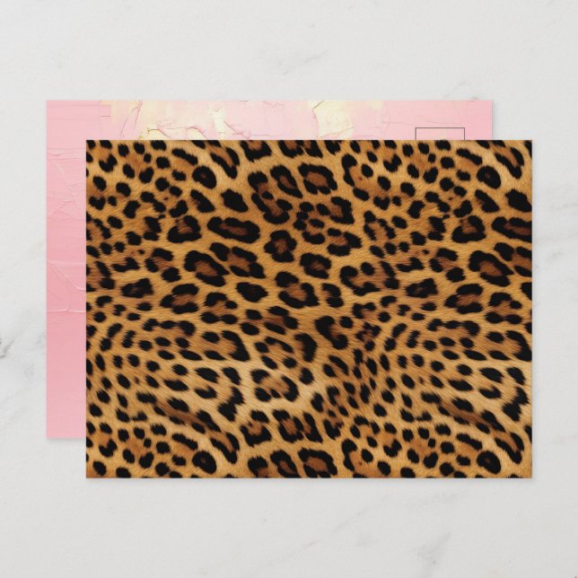 Postal Impresión de leopardo marrón de moda (Anverso / Reverso)
