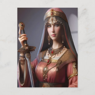 Postal Impresión de lienzo estirado de belleza guerrera