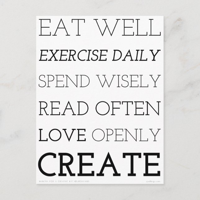 Postal Impresión de mantra creativa (Anverso)