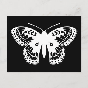 Postal Impresión de mariposa negra y blanca