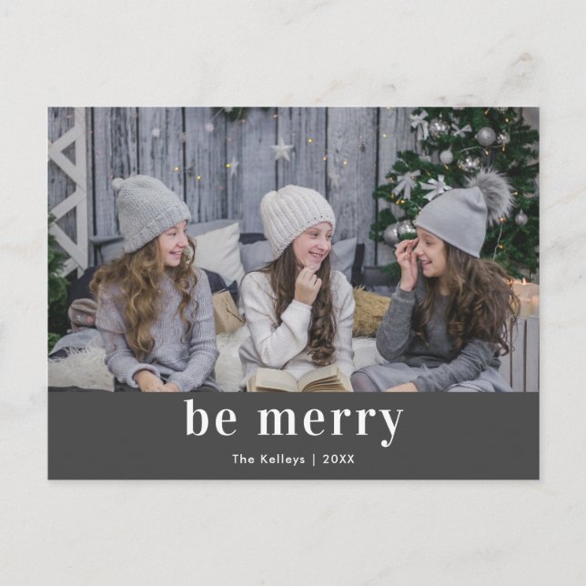 Postal Impresión de molde, Be Merry Gray Holiday (Anverso)