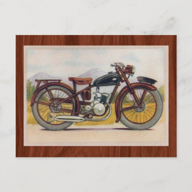 Postal Impresión de motocicleta de bronce vintage (Anverso)