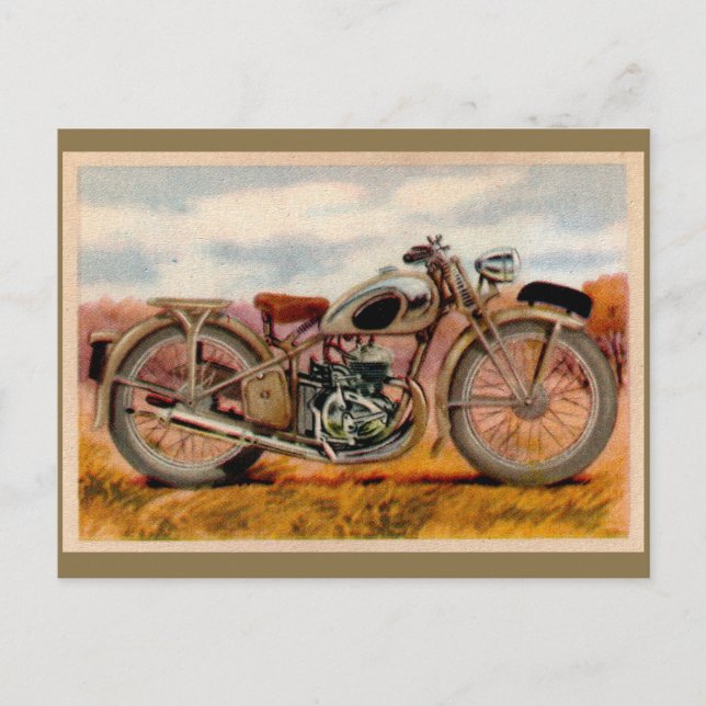Postal Impresión de motocicletas de vintage (Anverso)
