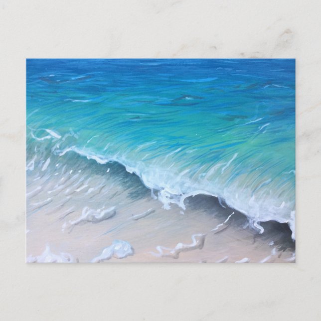 Postal Impresión de pintura de olas Verde azuladas de Pac (Anverso)
