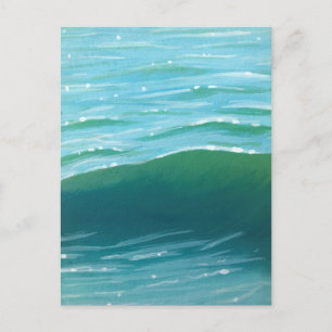 Postal Impresión de pintura de ondas azules y verdes resp