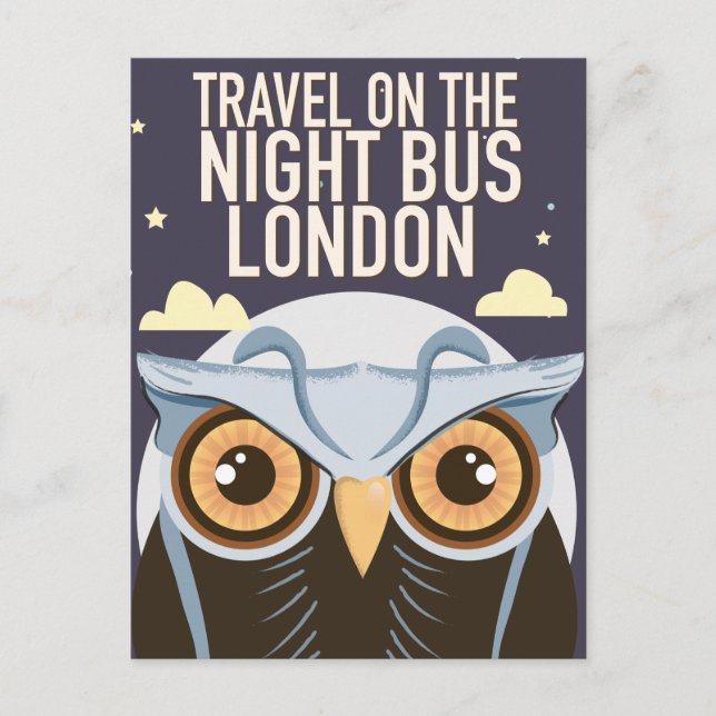 Postal Impresión de póster de búho de Londres. (Anverso)