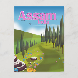 Postal Impresión de póster de viaje de Assam India.