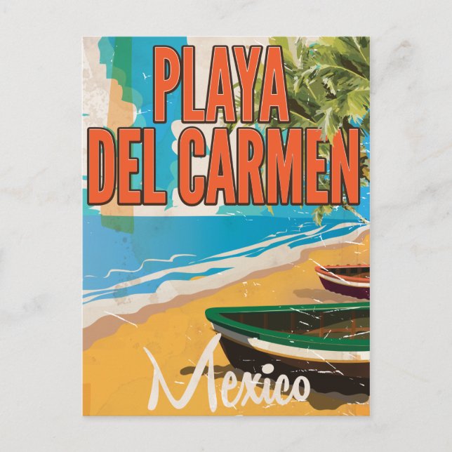 Postal Impresión de poster de viajes de Playa del Carmen  (Anverso)