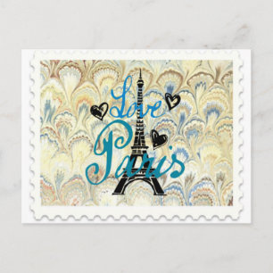POSTAL IMPRESIÓN DE SELLO DE POSTACIÓN DE PARÍS DE AMOR