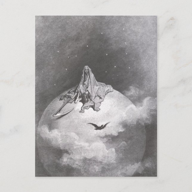 Postal Impresión de sueños de poe raven (Anverso)