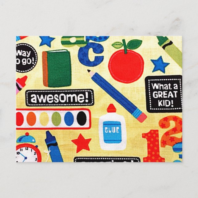 Postal Impresión de tejido de días escolares (Anverso)