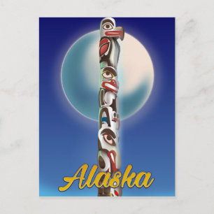 Postal Impresión de viaje de Alaska Totem Pole