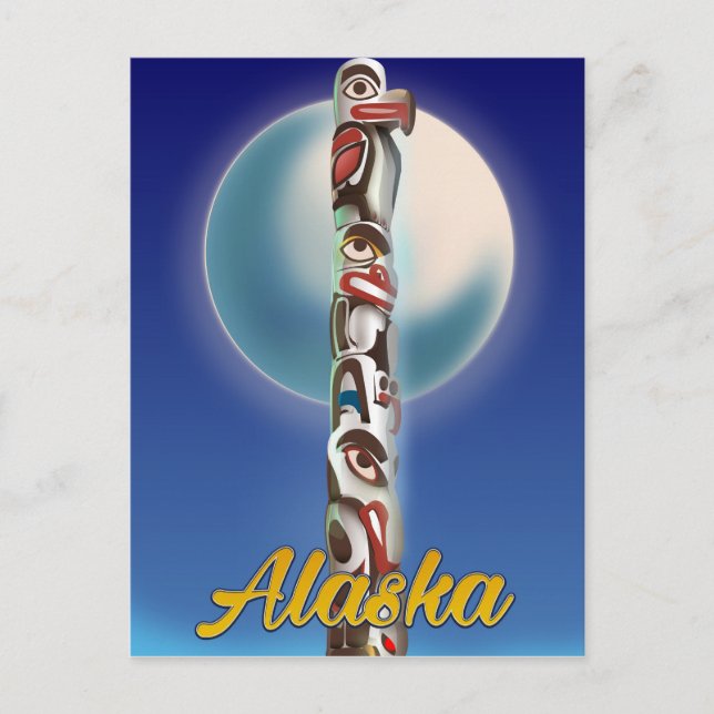 Postal Impresión de viaje de Alaska Totem Pole (Anverso)