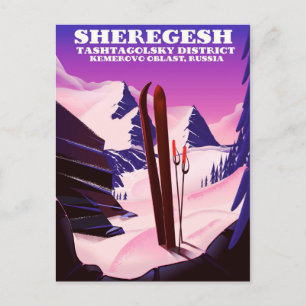 Postal Impresión de viaje de esquí en Sheregesh, Óblast d