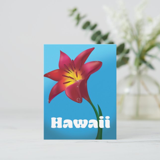 Postal Impresión de viaje de flor de Hawái (Anverso de pie)