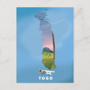 Postal Impresión de viaje de mapa africano de Togo